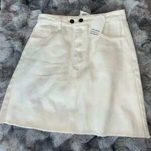 White denim mini skirt